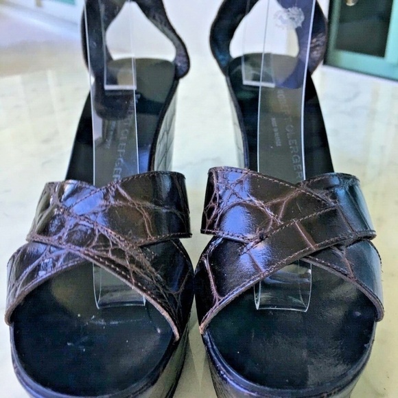 AUTHENTIC ROBERT CLERGERIE WEDGE PLATFROM SANDALS 38.5 - 8 1/2 - Picture 2 of 7